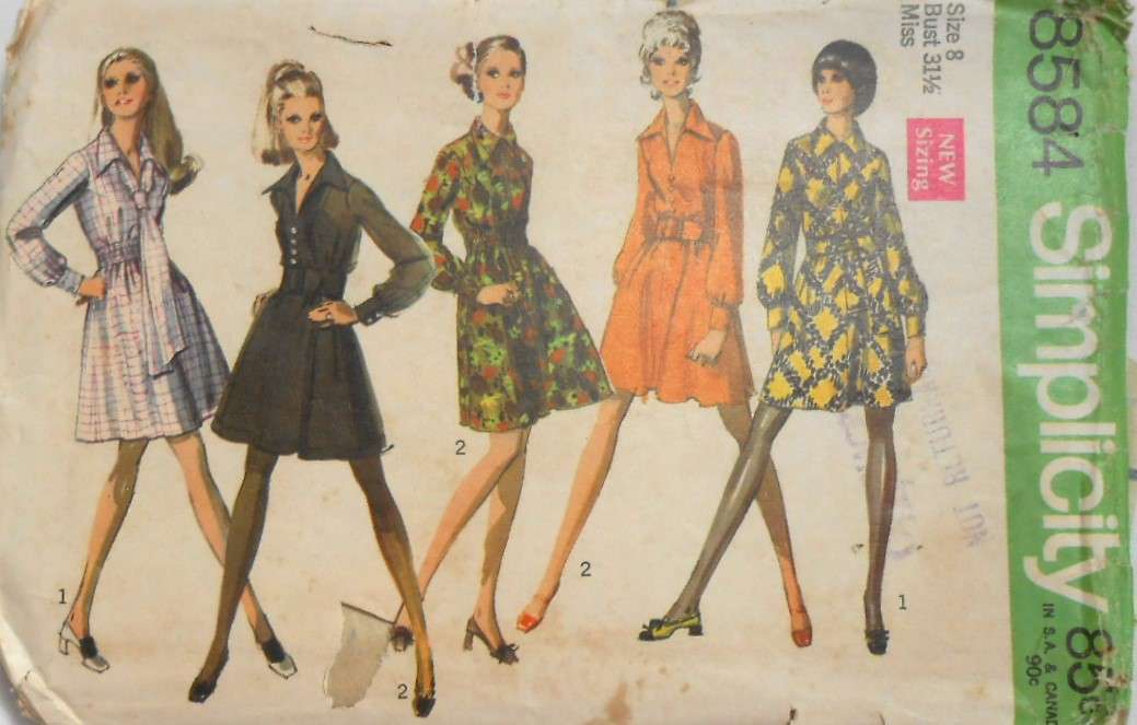 SIMPLICITY 8584 SKIRT DRESS-TIE-SASH SIZE 8 COMPLETE