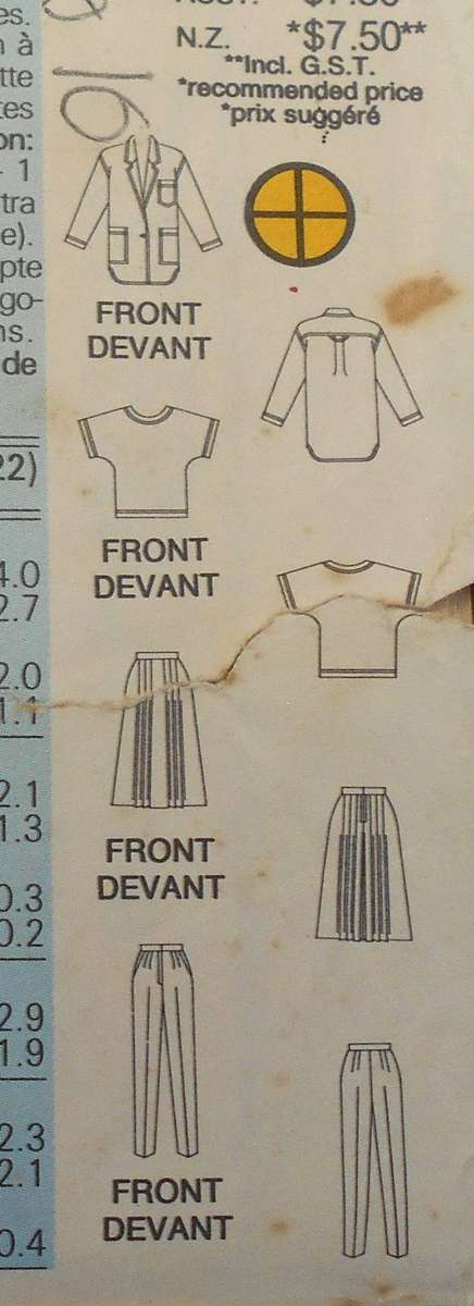 BUTTERICK 6010 TOP-SKIRT-PANTS SIZE 6-8-10 COMPLETE-CUT TO 10