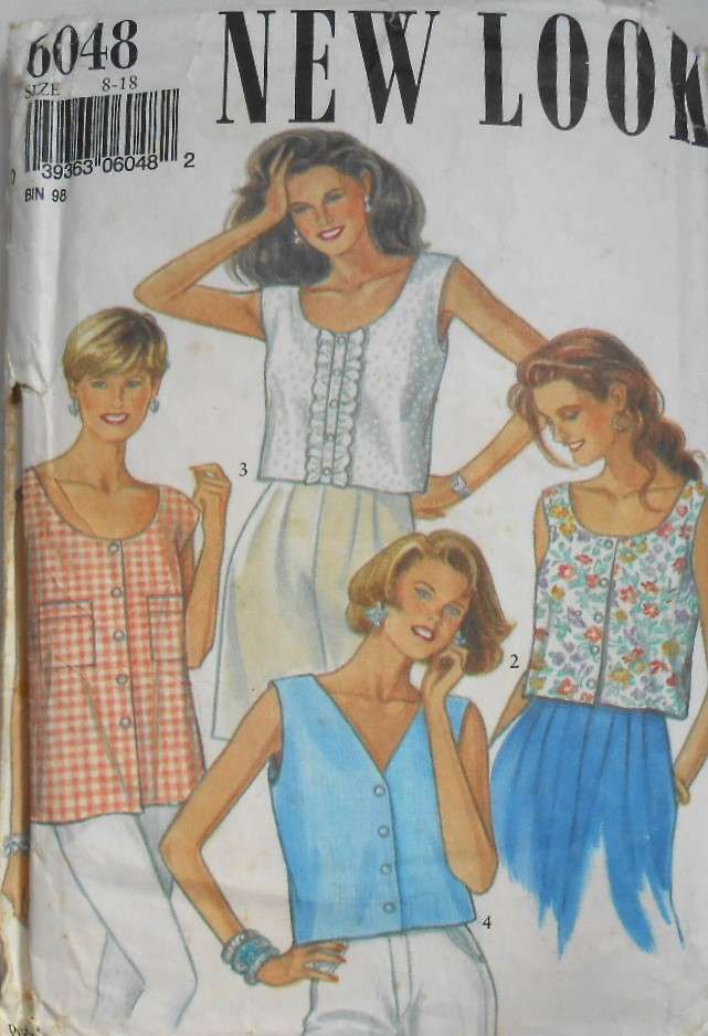 NEW LOOK PATTERNS 6048 SET OF TOPS SIZES 8-18 COMPLETE CUT TO 18