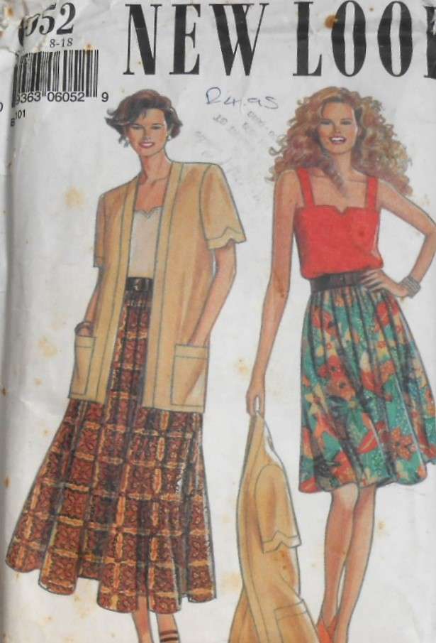 NEW LOOK PATTERNS 6052 JACKET-CAMISOLE-SKIRT SIZES 8-18 COMPLETE-UNCUT-REPACKED
