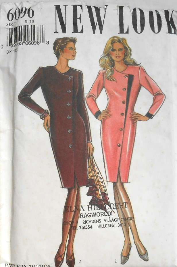 NEW LOOK PATTERNS 6096 STUNNING COAT DRESS SIZES 8-18 COMPLETE-UNCUT-F/FOLDED