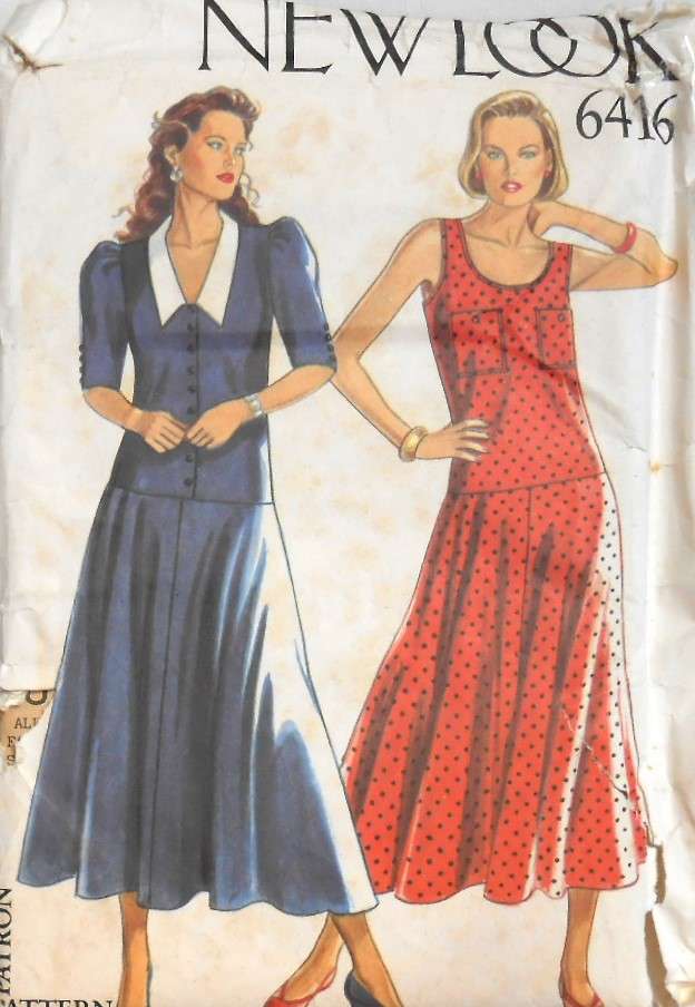 NEW LOOK PATTERNS 6416 DRESS WITH LOWER WAIST SIZES 8-18 COMPLETE-UNCUT-F/FOLDED