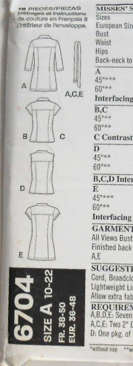 NEW LOOK PATTERNS 6704 FRONT BUTTON DRESS-TOPS-BELT SIZES 10-22 COMPLETE-UNCUT-F/FOLDED