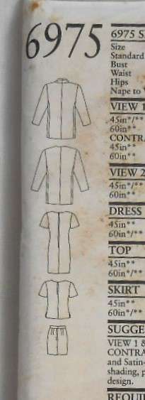 NEW LOOK PATTERNS 6975 DRESS-TOP-SKIRT-JACKET WITH SIDE TIE SIZES 8-18 COMPLETE-UNCUT-F/FOLDED