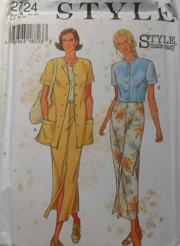 STYLE 2724 JACKET-BOLERO TOP-SKIRT SIZE 10-22 COMPLETE-UNCUT-F/FOLDED