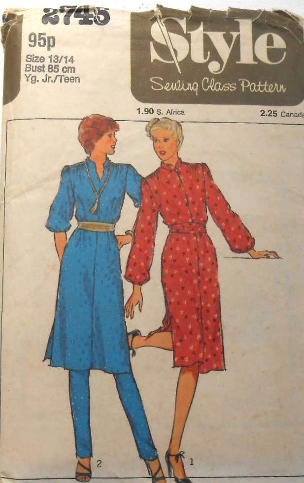 STYLE 2745 STAND UP COLLAR DRESS-TUNIC-PANTS SIZE 13/14 BUST 85 CM COMPLETE