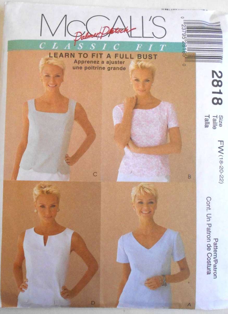 McCALLS 2818 SET OF TOPS SIZE 18-20-22 COMPLETE-CUT TO 22