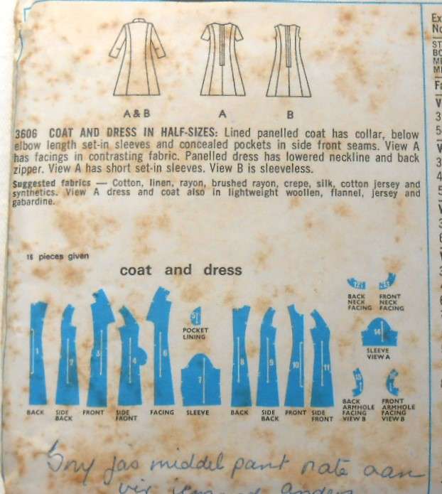 VINTAGE STYLE 3606 COAT & DRESS SIZE 14 1/2 BUST 37 COMPLETE