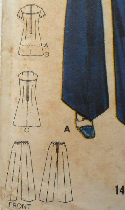 BUTTERICK 3070 DRESS-TUNIC-PANTS SIZE 14 1/2 BUST 37 COMPLETE