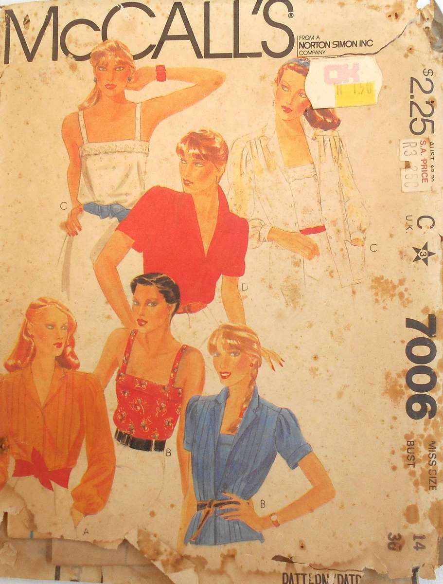 VINTAGE McCALLS 7006 BLOUSES & CAMISOLE SIZE 14 BUST 36" COMPLETE