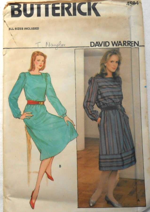 BUTTERICK 4584 LOOSE FITTING DRESS SIZE 8-16 COMPLETE-UNCUT-F/FOLDED