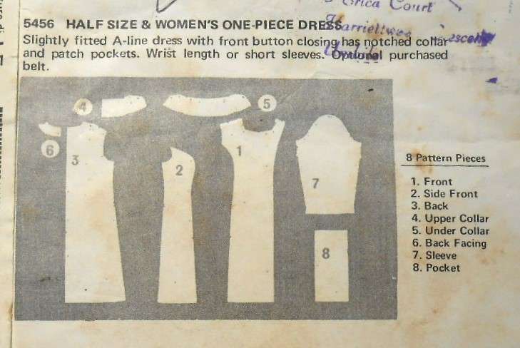 BUTTERICK 5456 ONE PIECE DRESS SIZE 14 1/2 BUST 37 COMPLETE