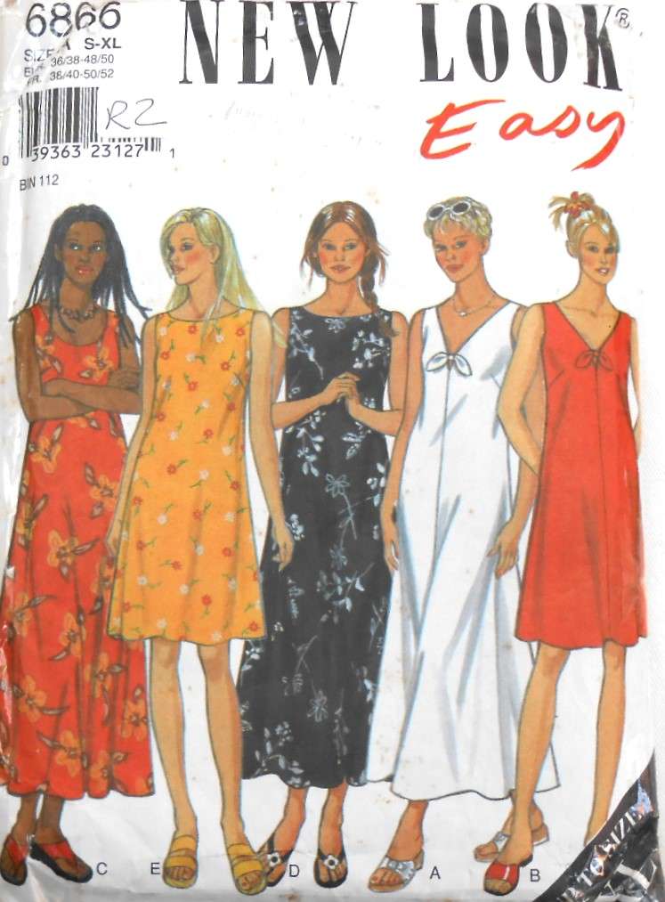 NEW LOOK 6866 SHEATH DRESS WITH VARIOUS NECKLINES S-XL-(8-24) COMPLETE-CUT TO XXL (22-24)