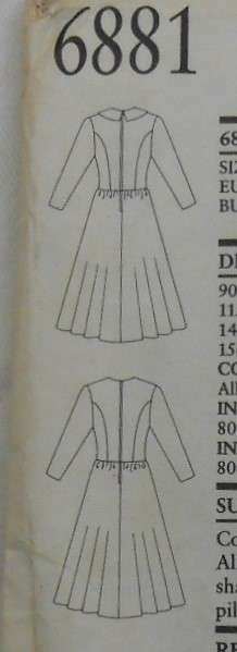 NEW LOOK 6881 LONG SLEEVE DRESS WITH LOWERED WAISTLINE SIZE 8-18 COMPLETE CUT TO 14