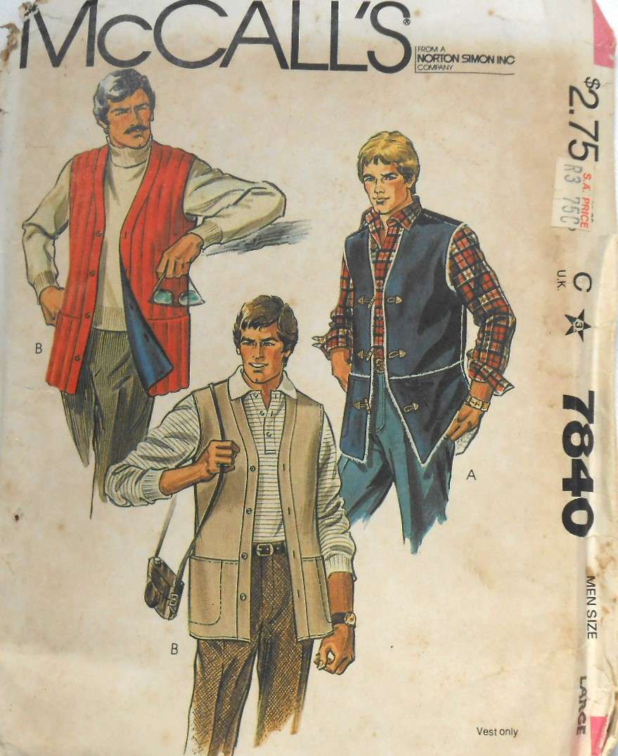 McCALLS 7840 MENS VEST-GILET SIZE LARGE 42-44 COMPLETE-UNCUT-F/FOLDED