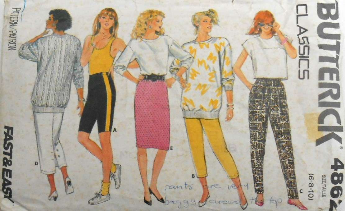 BUTTERICK 4862 SHORTS-PANTS-SKIRT -NO SHORTS PATTERN SUPPLIED