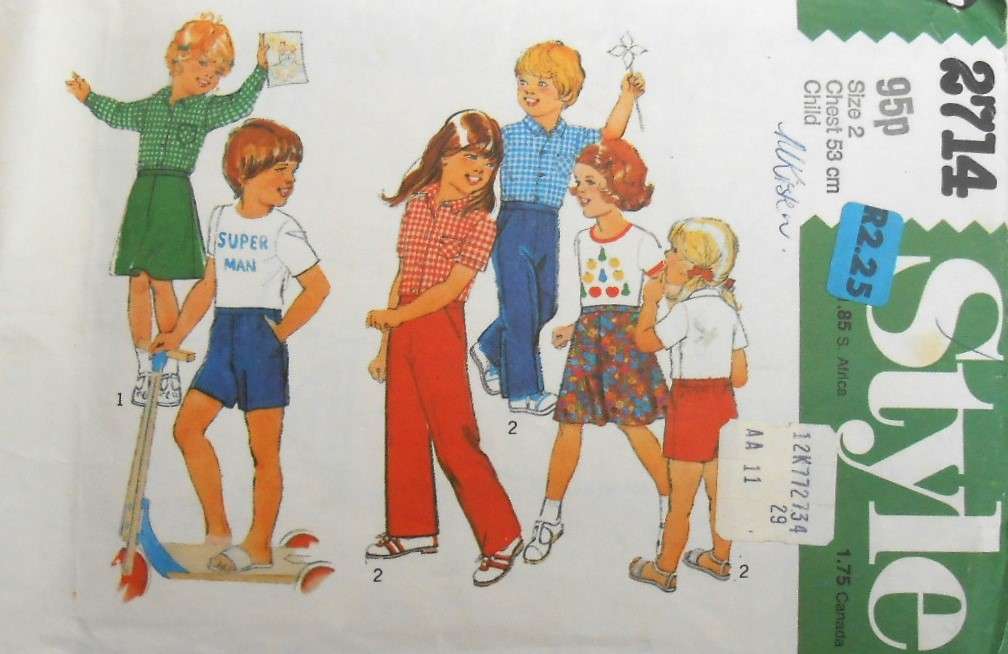 STYLE 2714 TODDLERS SKIRT-SHIRT-PANTS-SHORTS SIZE 2 YEARS CHEST 53 CM - THE SLEEVE E IS NOT SUPPLIED