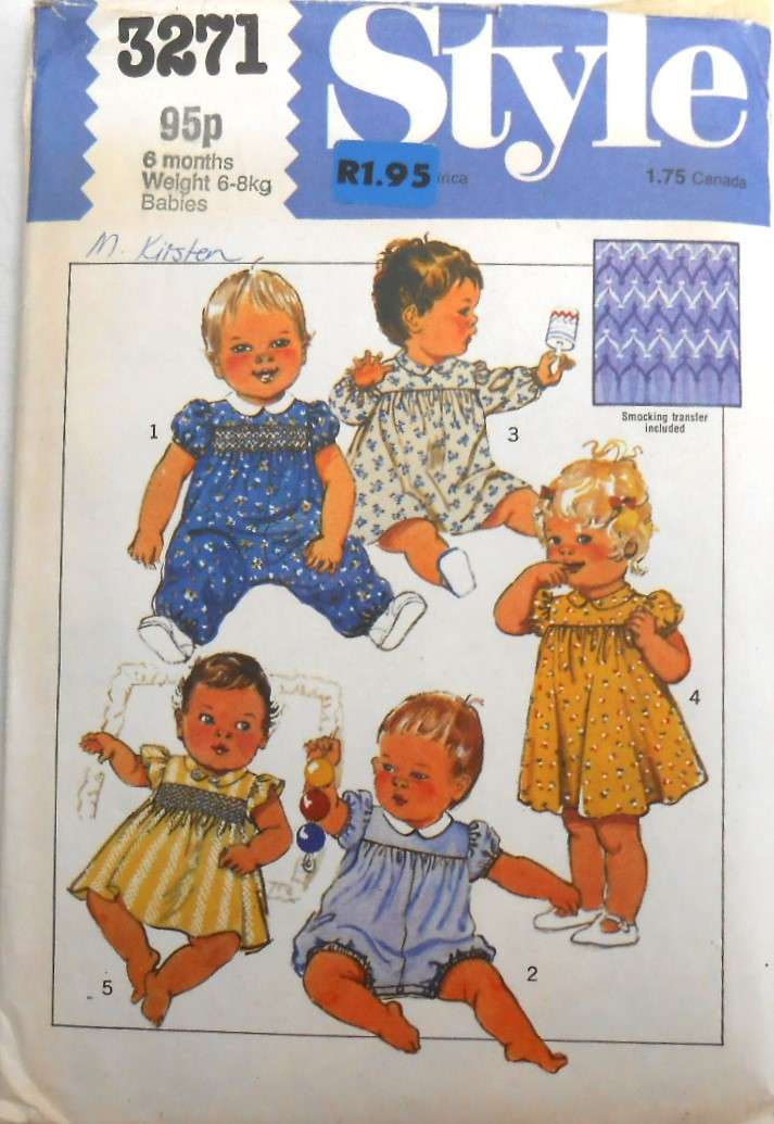 STYLE 3271 BABYS ROMPER & DRESS SIZE  6 MONTHS WEIGHT 6-8 KGS - COMPLETE