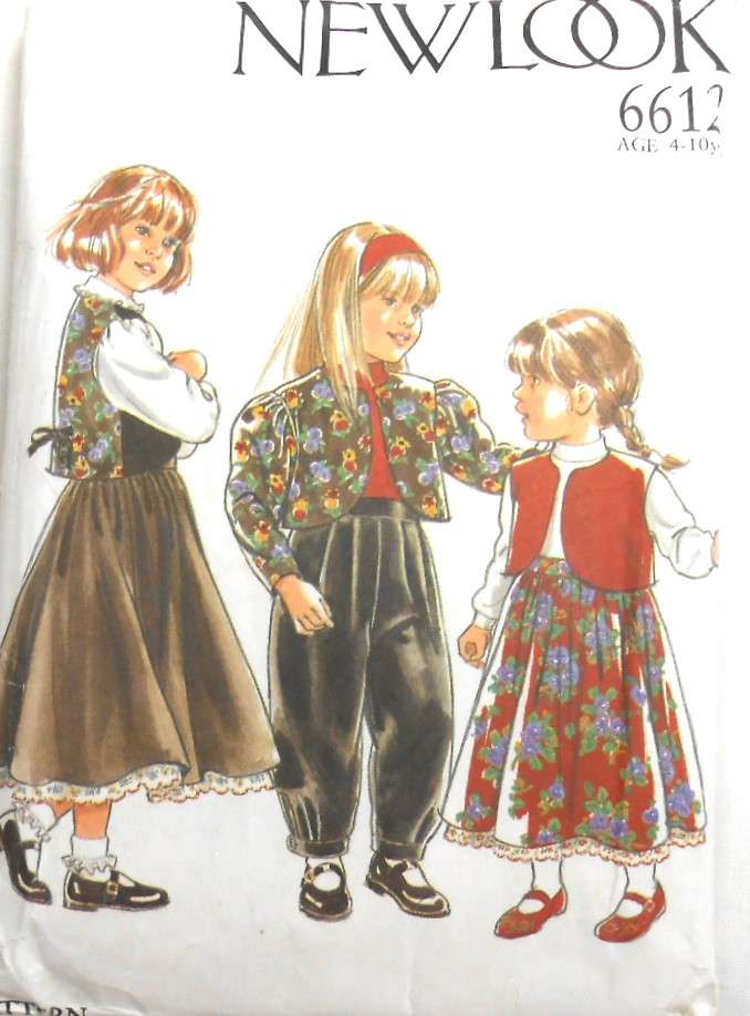 NEW LOOK 6612 GIRLS JACKET-WAISTCOAT-SKIRT-PANTS SIZE 4-10 YEARS COMPLETE -UNCUT-F/FOLDED