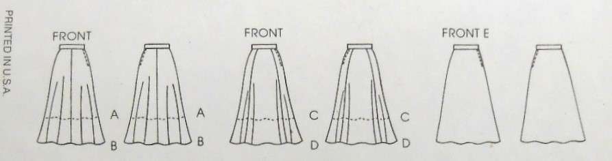 VOGUE 1215 SET OF SKIRTS SIZE 6-8-10 COMPLETE-CUT TO 10- NO SEWING INSTRUCTIONS SUPPLIED