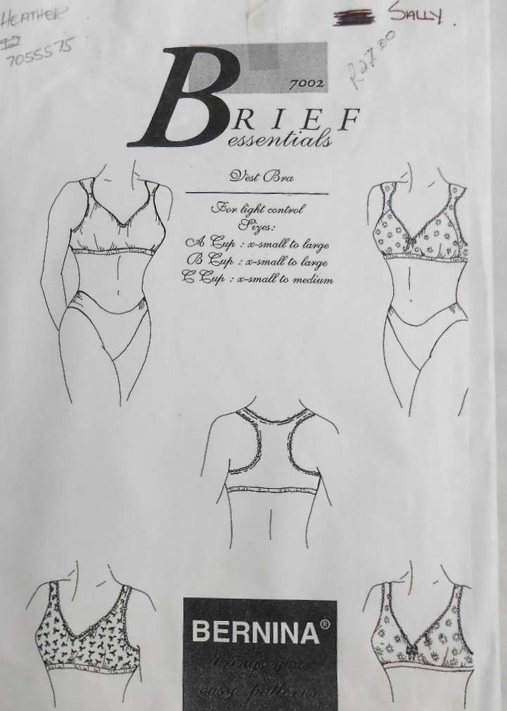 BERNINA BRIEF ESSENTIALS 7002 LADIES VEST BRA SIZES A-B-C- CUP