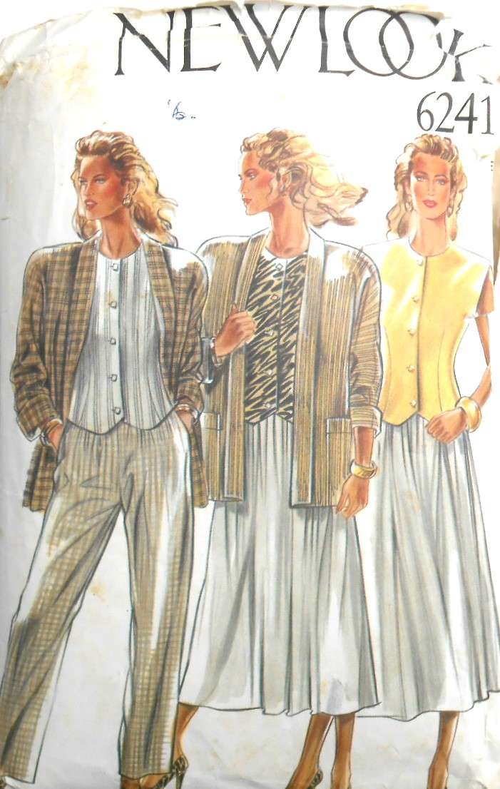 NEW LOOK PATTERNS 6241 JACKET-WAISTCOAT-SKIRT SIZE 8-18 COMPLETE PART CUT TO 14-ZIPLOC