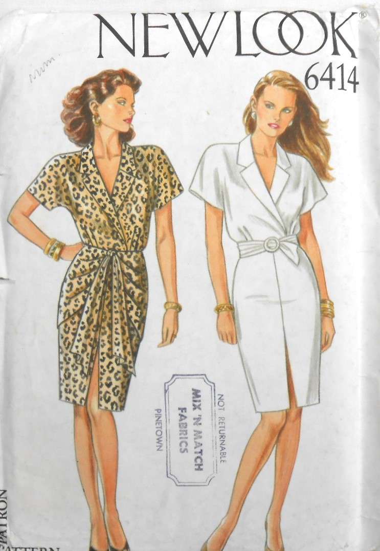 NEW LOOK PATTERNS 6414 FRONT WRAP DRESS SIZE 8-18 COMPLETE-UNCUT-F/FOLDED
