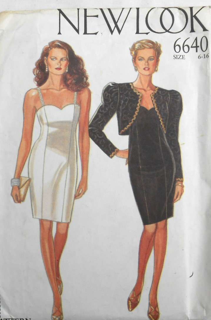 NEW LOOK PATTERNS 6640 FITTED STRAP DRESS & BOLEREO SIZE 6-16 COMPLETE-CUT TO 16