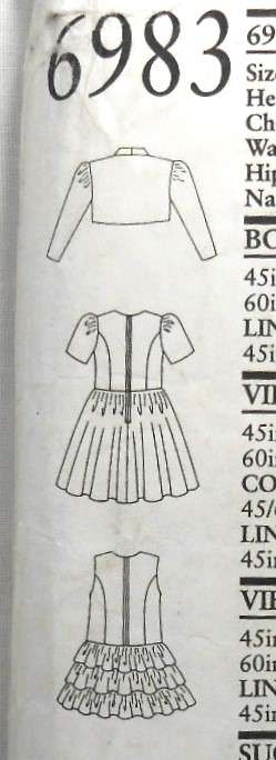 NEW LOOK PATTERNS 6983 GIRLS DRESS + TIERED SKIRT & BOLER0 SIZE 6-12 YEARS COMPLETE-CUT TO 12 YEARS