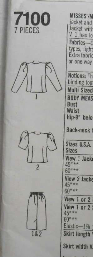 SIMPLICITY 7100 SUIT DRESS SIZE 6-14 COMPLETE CUT TO 14