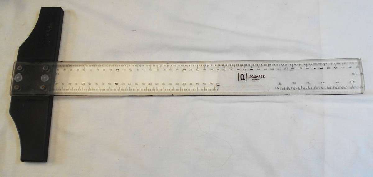"Q Squares" 450mm T Square Marking Measuring Drawing Draft Ruler Metric Scale  1:1, 1:2' & 5:1