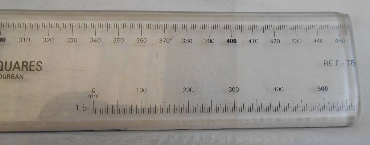 "Q Squares" 450mm T Square Marking Measuring Drawing Draft Ruler Metric Scale  1:1, 1:2' & 5:1