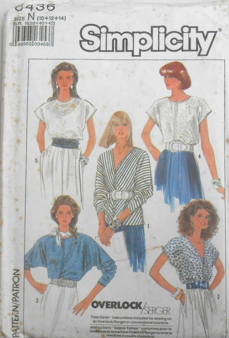 SIMPLICITY 8436 EASY TO SEW TOPS SIZE 10-12-14 COMPLETE-CUT TO 14