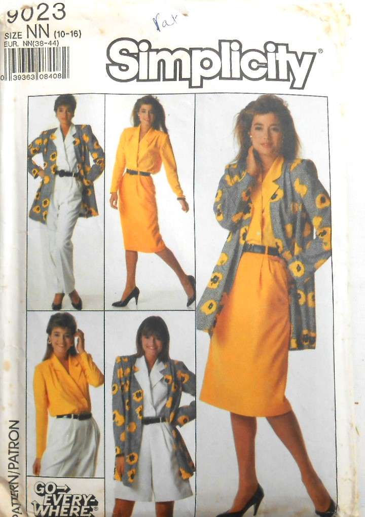 SIMPLICITY 9023 BLOUSE-PANTS-WALKING SHORTS-SKIRT-UNLINED JACKET SIZE 10-16 COMPLETE-CUT TO 10