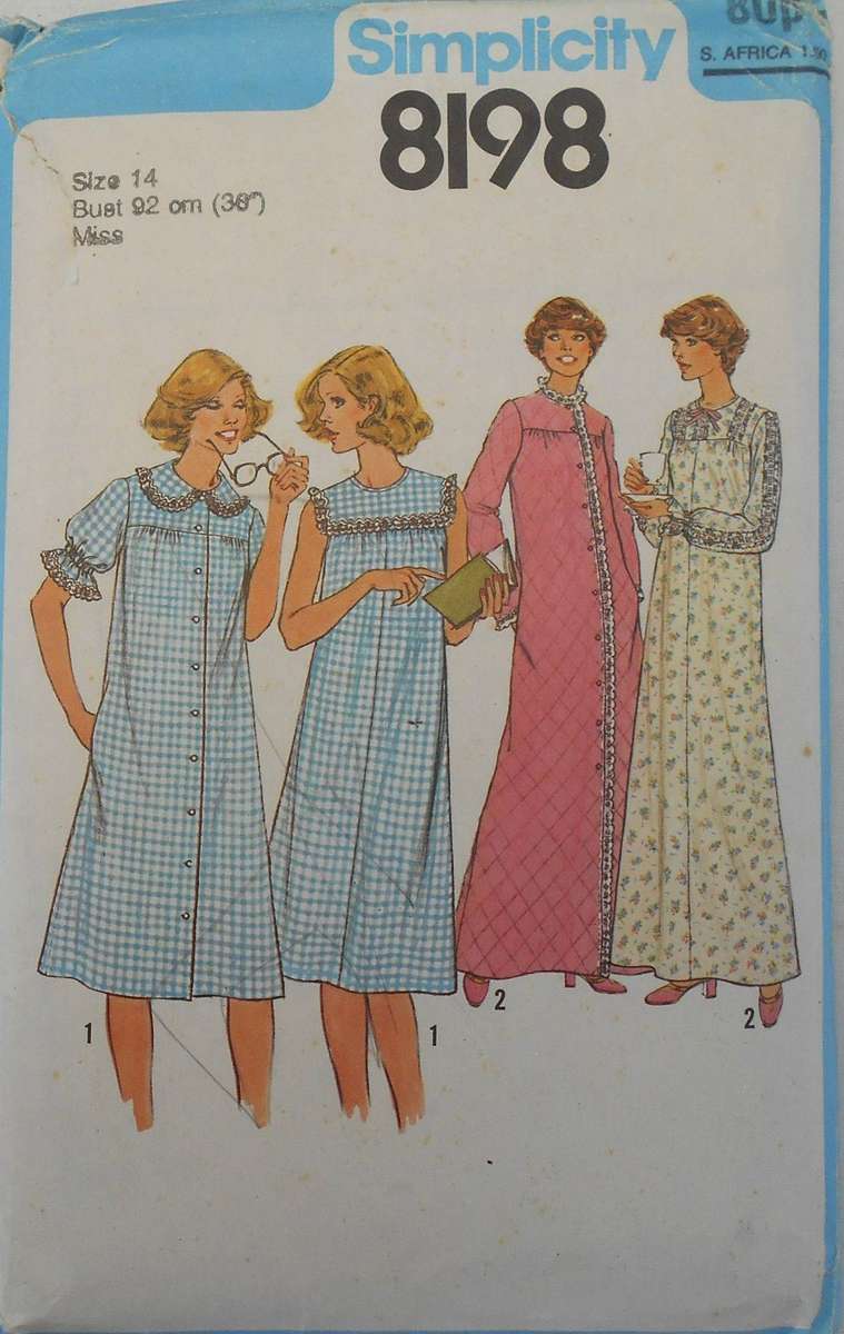 SIMPLICITY 8198 NIGHTGOWN & ROBE IN 2 LENGTHS SIZE 14 BUST 92 CM-COMPLETE