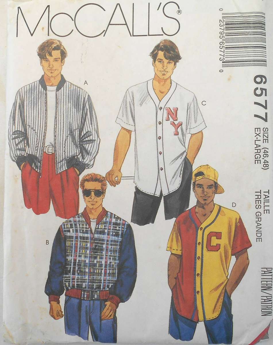 McCALLS 6577 MEN'S JACKET & SHIRT SIZE EX-LARGE 46-48-COMPLETE-CUT TO 46-48