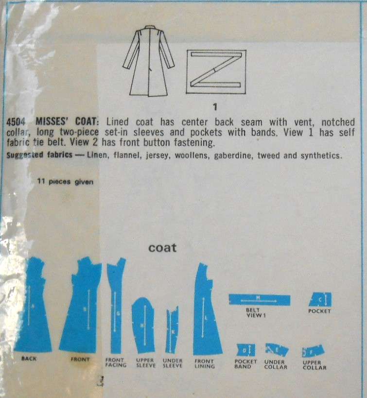 VINTAGE STYLE 4504 LINED COAT SIZE 10 BUST 32 1/2/83 CM COMPLETE