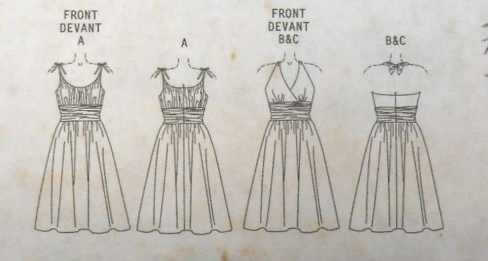 BUTTERICK B5029 HALTER/STRAP DRESSES-LINED BODICE SIZE 8-10-12-14-SHOULDER STRAP (5) IS NOT SUPPLIED
