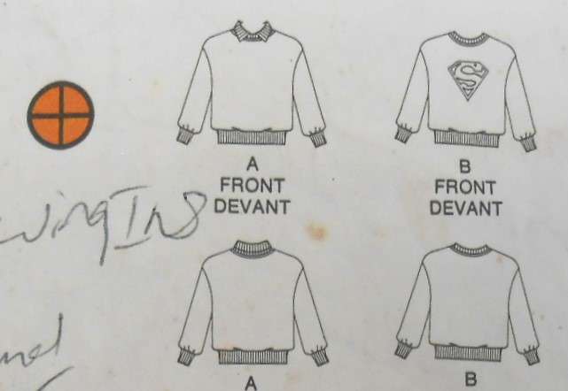BUTTERICK 5917 SUPERMAN MENS SWEATSHIRT+TRANSFER SIZE XL (46-48) NO CUFFS+LOWER BAND NO SEWING INS