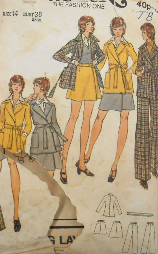 VINTAGE BUTTERICK 6947 JACKET-SKIRT-PANTS SIZE 14 BUST 36 COMPLETE