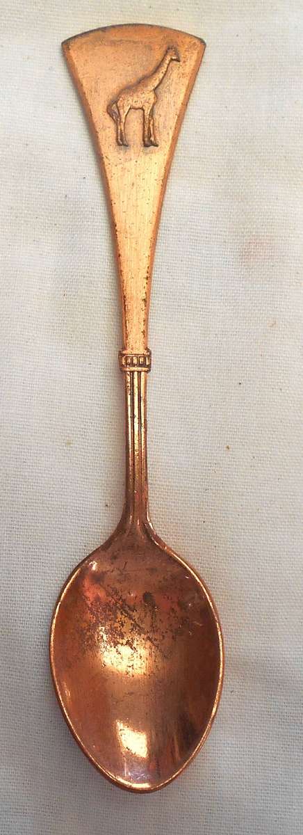 Copper Teaspoon with Giraffe on handle in excellent condition