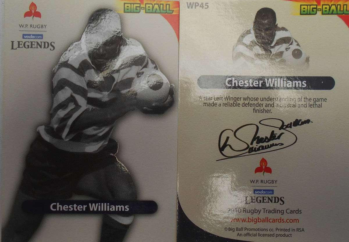 CHESTER WILLIAMS WP RUGBY LEGENDS 2010 BIG BALL RUGBY TRADING CARDS # WP 45