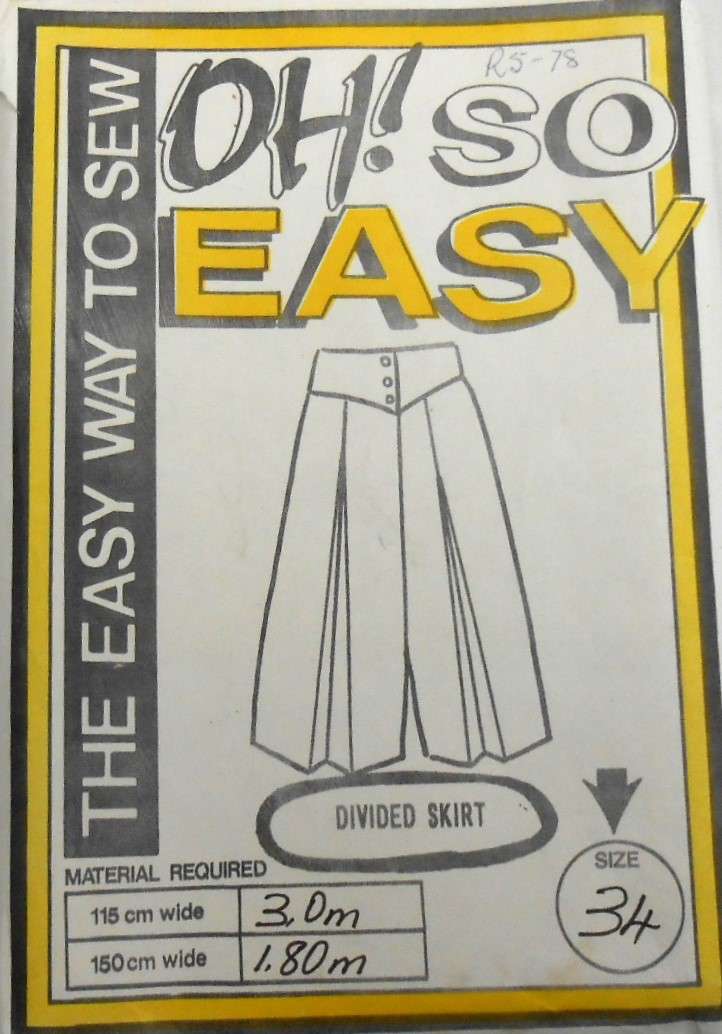 OH SO EASY PATTERN - DIVIDED SKIRT - SIZE 34 COMPLETE