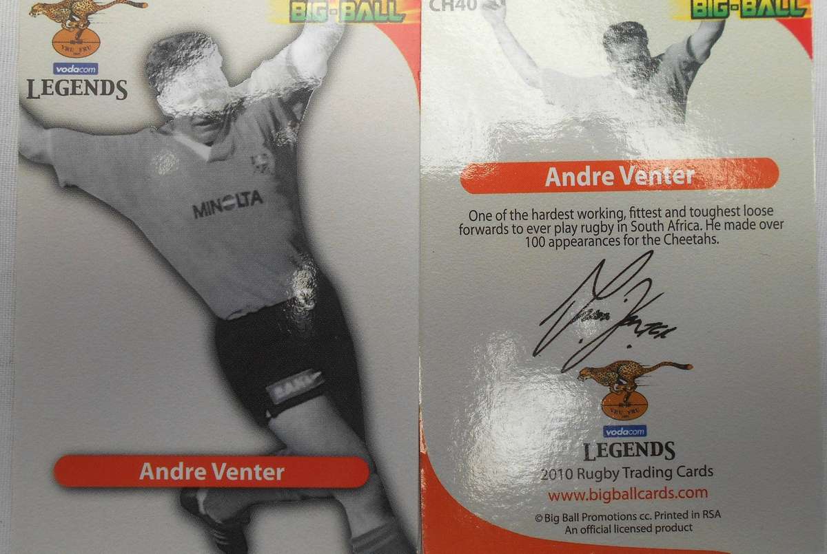 ANDRE VENTER LEGEND FREE STATE 2010 BIG BALL RUGBY TRADING CARDS # CH 40
