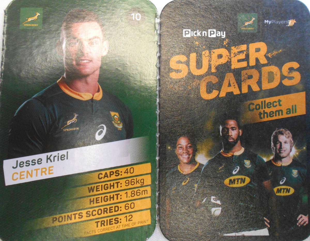 JESSE KRIEL- SPRINGBOK CENTRE -2019 PICK 'N PAY SUPERCARDS #10