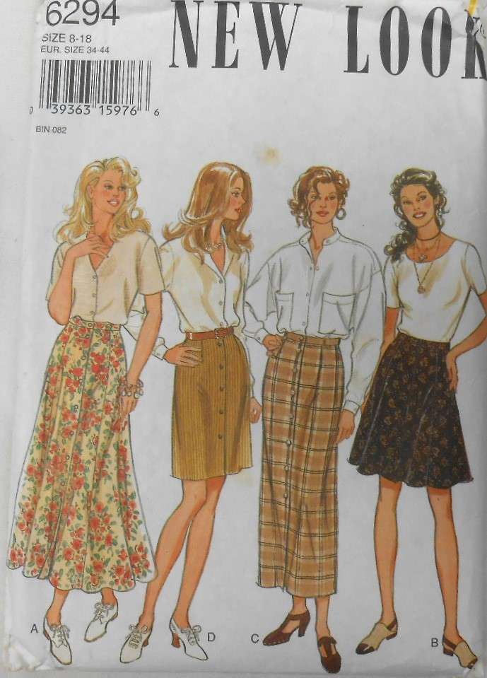 NEW LOOK PATTERNS 6294 SET OF SKIRTS SIZES 8-18 COMPLETE CUT TO 18