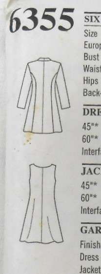 NEW LOOK PATTERNS 6355 SHIFT DRESS WITH LONG JACKET SIZES 6-16 COMPLETE-PART CUT TO 16