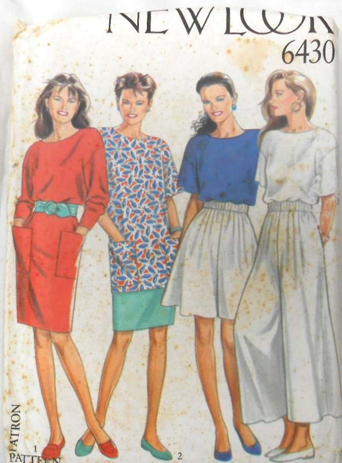 NEW LOOK PATTERNS 6430 TOPS-SKIRT-SHORTS-PANTS SIZES 8-18 COMPLETE-UNCUT-F/FOLDED