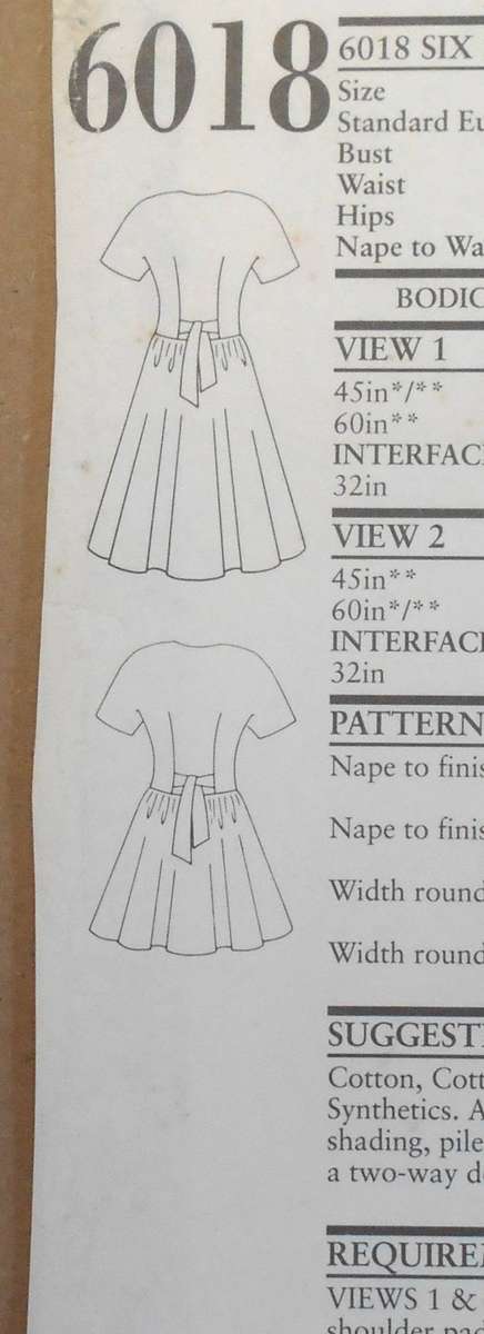 NEW LOOK PATTERNS 6018 V NECK FRONT BUTTON CASUAL FLARED DRESS SIZE 6-16 COMPLETE-UNCUT-F/FOLDED-ENV