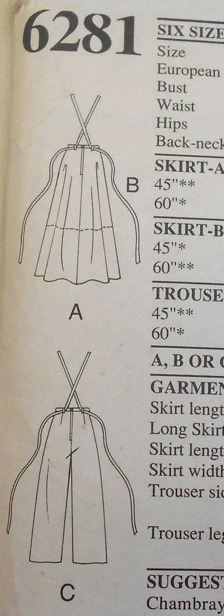 NEW LOOK PATTERNS 6281 PANTS & SKIRTS WITH SUSPENDERS SIZE 6-16 COMPLETE-CUT TO 16